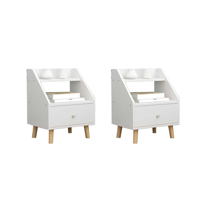Open Storage Accent Table Nightstand Antique Finish Modern Bed Nightstand with Legs 15"L x 12"W x 20"H White 2 Piece Set Clearhalo 'Bedroom Furniture' 'furn' 'furn_night_stand' 'Furniture' 'night_stand' 'Nightstands' 6956919