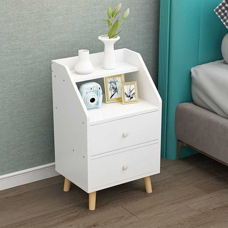 Open Storage Accent Table Nightstand Antique Finish Modern Bed Nightstand with Legs 14.5"L x 12"W x 24"H White 1 Piece Clearhalo 'Bedroom Furniture' 'furn' 'furn_night_stand' 'Furniture' 'night_stand' 'Nightstands' 6956922