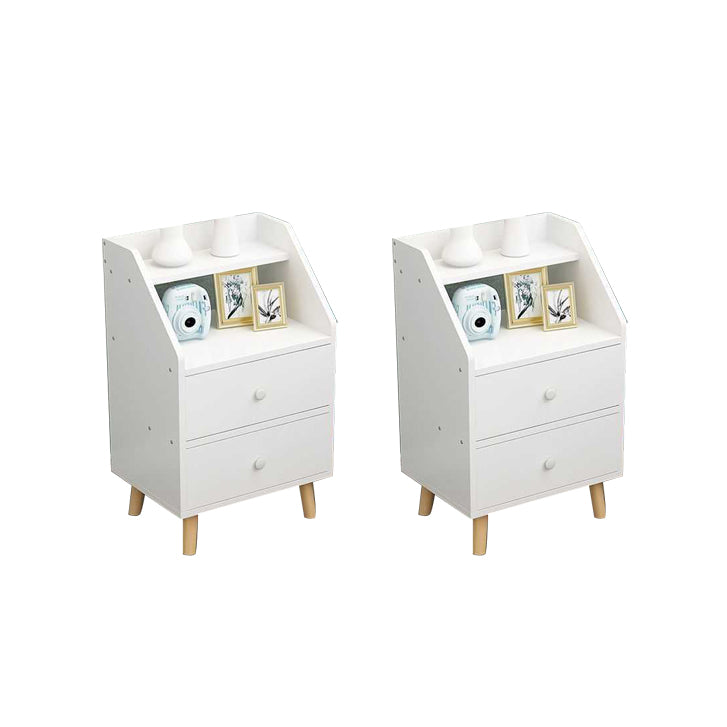Open Storage Accent Table Nightstand Antique Finish Modern Bed Nightstand with Legs 14.5"L x 12"W x 24"H White 2 Piece Set Clearhalo 'Bedroom Furniture' 'furn' 'furn_night_stand' 'Furniture' 'night_stand' 'Nightstands' 6956924