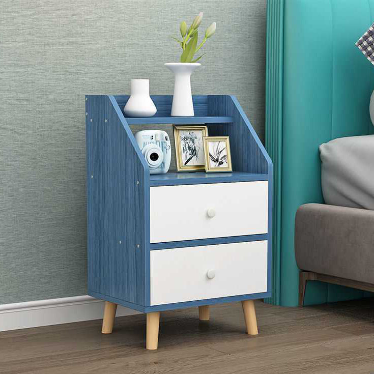 Open Storage Accent Table Nightstand Antique Finish Modern Bed Nightstand with Legs 14.5"L x 12"W x 24"H Blue 1 Piece Clearhalo 'Bedroom Furniture' 'furn' 'furn_night_stand' 'Furniture' 'night_stand' 'Nightstands' 6956932