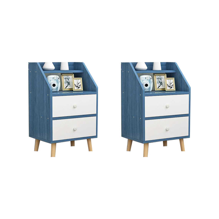 Open Storage Accent Table Nightstand Antique Finish Modern Bed Nightstand with Legs 14.5"L x 12"W x 24"H Blue 2 Piece Set Clearhalo 'Bedroom Furniture' 'furn' 'furn_night_stand' 'Furniture' 'night_stand' 'Nightstands' 6956933