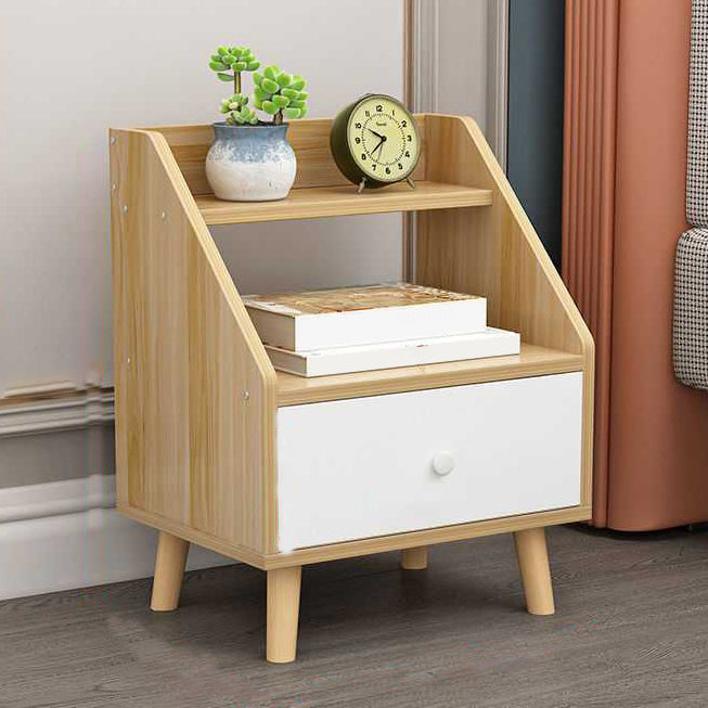 Open Storage Accent Table Nightstand Antique Finish Modern Bed Nightstand with Legs 15"L x 12"W x 20"H Light Walnut 1 Piece Clearhalo 'Bedroom Furniture' 'furn' 'furn_night_stand' 'Furniture' 'night_stand' 'Nightstands' 6956936
