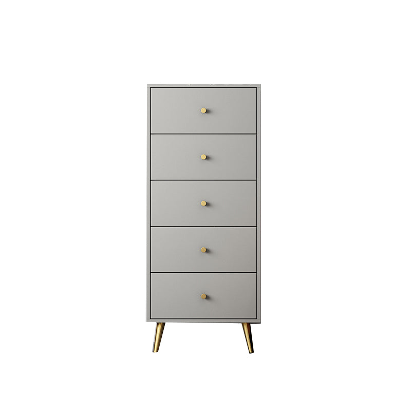 Vertical Glam Storage Chest Wooden Soft-Close Drawers Dresser with Metal Feet 20"L x 12"W x 47"H Grey Clearhalo 'Bedroom Furniture' 'Dressers & Chests' 'dressers_chests' 'furn' 'furn_dressers_chests' 'Furniture' 6957223