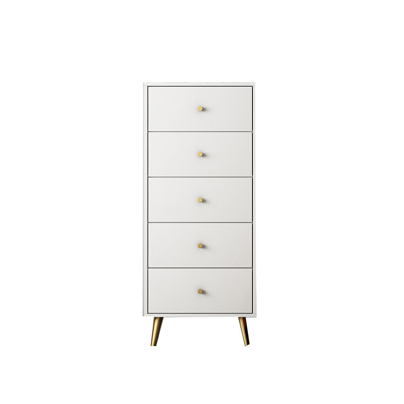 Vertical Glam Storage Chest Wooden Soft-Close Drawers Dresser with Metal Feet 20"L x 12"W x 47"H White Clearhalo 'Bedroom Furniture' 'Dressers & Chests' 'dressers_chests' 'furn' 'furn_dressers_chests' 'Furniture' 6957227
