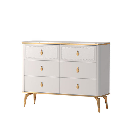 Classic Glam Stone Double Dresser Horizontal Storage Chest for Bedroom
