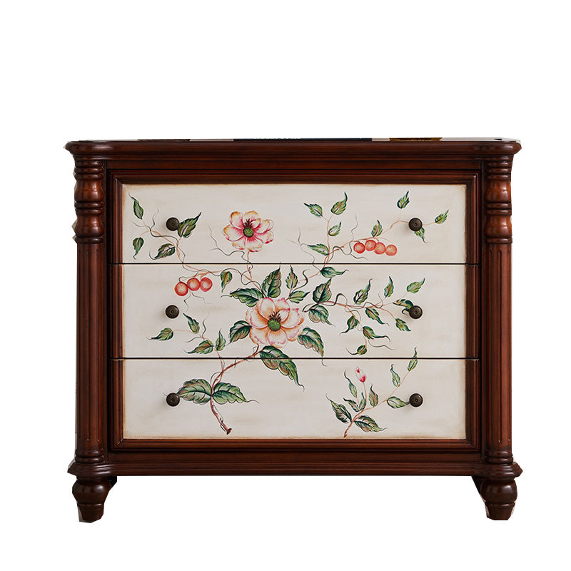 Commode traditionnelle commode coffre en bois massif, 15,6 pouces W