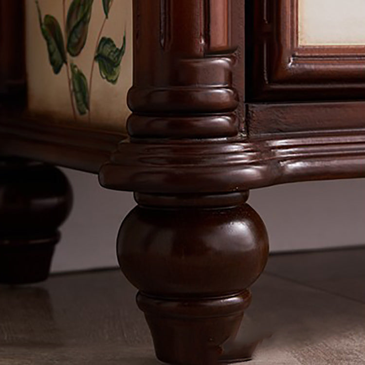 Commode traditionnelle commode coffre en bois massif, 15,6 pouces W