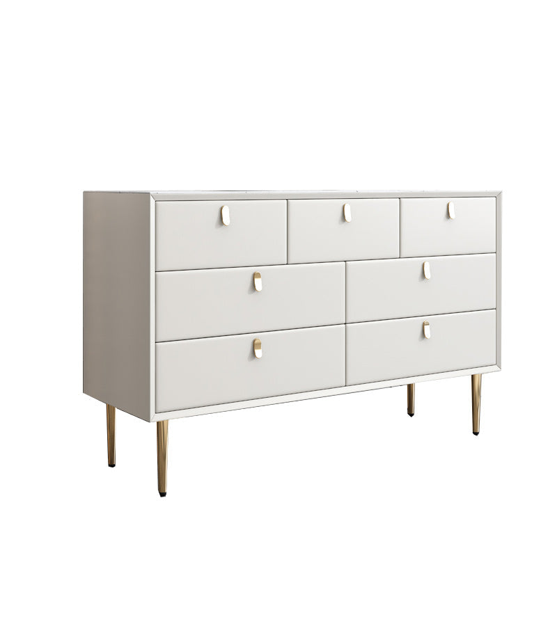 Classic Glam Dresser Stone Storage Chest Dresser with 6/7/9 Drawers , 15.6 Inch W Off-White 7 Clearhalo 'Bedroom Furniture' 'Dressers & Chests' 'dressers_chests' 'furn' 'furn_dressers_chests' 'Furniture' 6957292