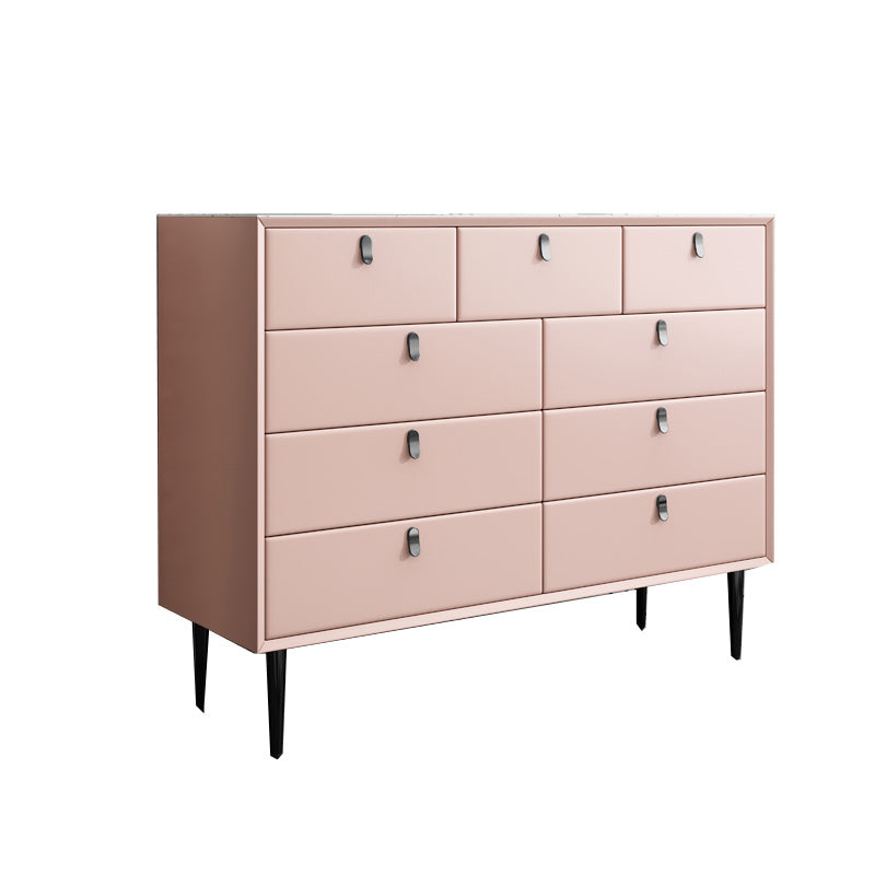 Classic Glam Dresser Stone Storage Chest Dresser with 6/7/9 Drawers , 15.6 Inch W Pink 9 Clearhalo 'Bedroom Furniture' 'Dressers & Chests' 'dressers_chests' 'furn' 'furn_dressers_chests' 'Furniture' 6957296