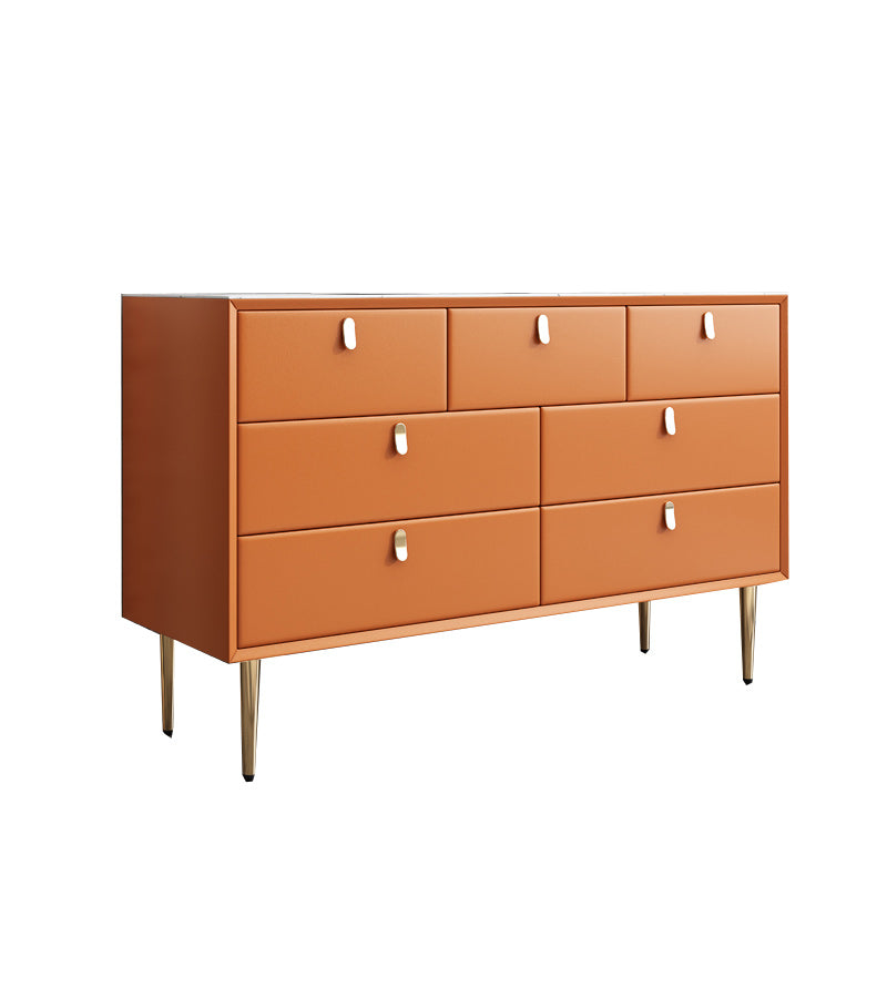 Classic Glam Dresser Stone Storage Chest Dresser with 6/7/9 Drawers , 15.6 Inch W Orange 7 Clearhalo 'Bedroom Furniture' 'Dressers & Chests' 'dressers_chests' 'furn' 'furn_dressers_chests' 'Furniture' 6957298