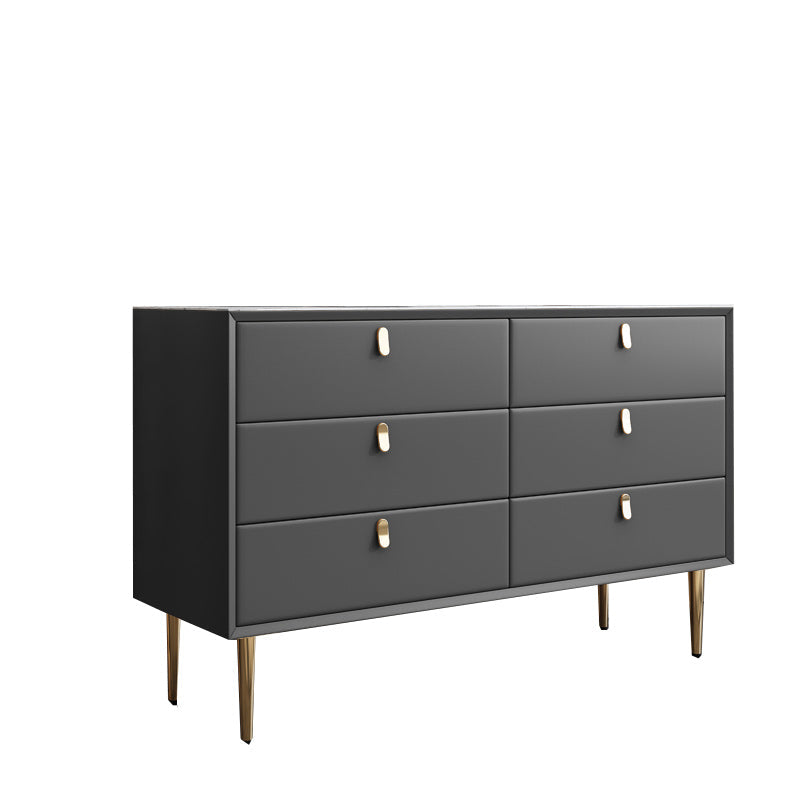 Classic Glam Dresser Stone Storage Chest Dresser with 6/7/9 Drawers , 15.6 Inch W Dark Gray 6 Clearhalo 'Bedroom Furniture' 'Dressers & Chests' 'dressers_chests' 'furn' 'furn_dressers_chests' 'Furniture' 6957304