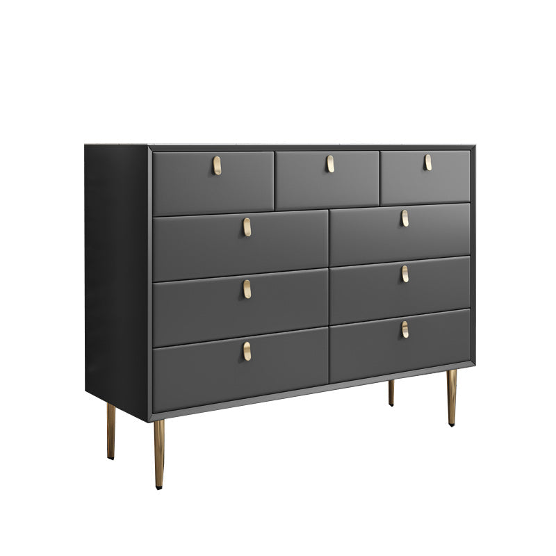 Classic Glam Dresser Stone Storage Chest Dresser with 6/7/9 Drawers , 15.6 Inch W Dark Gray 9 Clearhalo 'Bedroom Furniture' 'Dressers & Chests' 'dressers_chests' 'furn' 'furn_dressers_chests' 'Furniture' 6957308