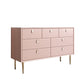 Classic Glam Dresser Stone Storage Chest Dresser with 6/7/9 Drawers , 15.6 Inch W Pink 7 Clearhalo 'Bedroom Furniture' 'Dressers & Chests' 'dressers_chests' 'furn' 'furn_dressers_chests' 'Furniture' 6957309