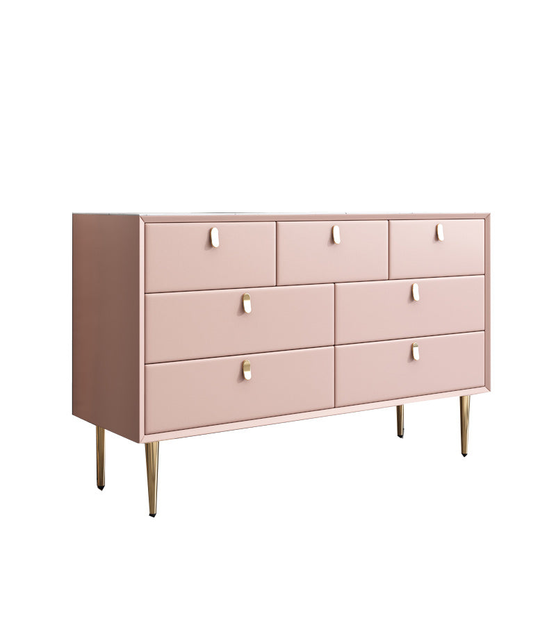 Classic Glam Dresser Stone Storage Chest Dresser with 6/7/9 Drawers , 15.6 Inch W Pink 7 Clearhalo 'Bedroom Furniture' 'Dressers & Chests' 'dressers_chests' 'furn' 'furn_dressers_chests' 'Furniture' 6957309