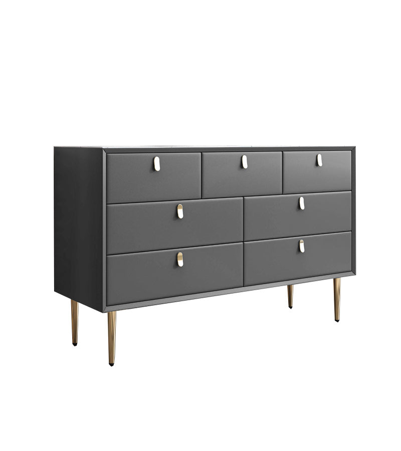 Classic Glam Dresser Stone Storage Chest Dresser with 6/7/9 Drawers , 15.6 Inch W Dark Gray 7 Clearhalo 'Bedroom Furniture' 'Dressers & Chests' 'dressers_chests' 'furn' 'furn_dressers_chests' 'Furniture' 6957312