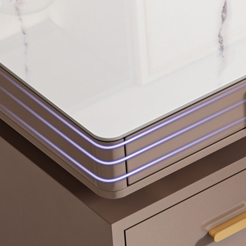 Bureau de bureau en pierre moderne bureau de tâche de forme rectangulaire avec 2 lames en blanc et gris