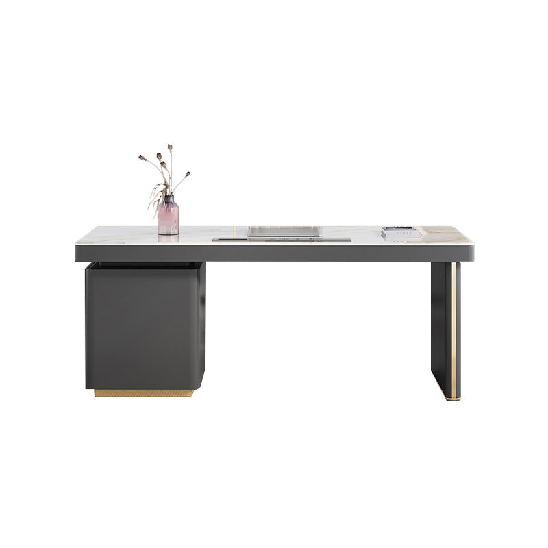 Modern Style Office Desk Rectangular Shape Task Desk with 2-Legs in Grey 70.9"L x 27.6"W x 29.5"H Clearhalo 'furn' 'furn_office_desk' 'Furniture' 'Office Desks' 'Office Furniture' 'office_desk' 6957697