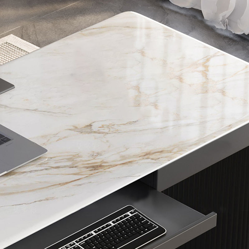 Modern Style Office Desk Rectangular Shape Task Desk with 2-Legs in Grey Clearhalo 'furn' 'furn_office_desk' 'Furniture' 'Office Desks' 'Office Furniture' 'office_desk' 6957700