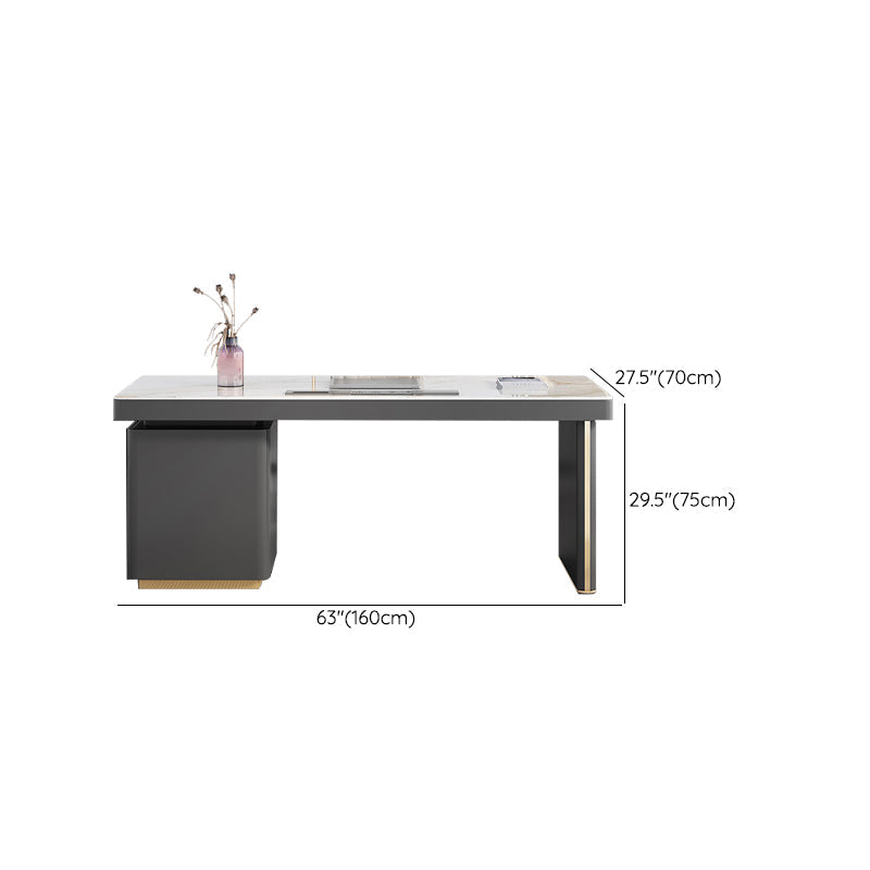 Modern Style Office Desk Rectangular Shape Task Desk with 2-Legs in Grey Clearhalo 'furn' 'furn_office_desk' 'Furniture' 'Office Desks' 'Office Furniture' 'office_desk' 6957703