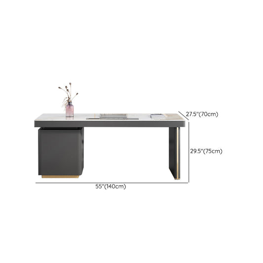 Modern Style Office Desk Rectangular Shape Task Desk with 2-Legs in Grey Clearhalo 'furn' 'furn_office_desk' 'Furniture' 'Office Desks' 'Office Furniture' 'office_desk' 6957704