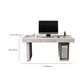Modern Stone Computer Desk Rectangular Shape Task Desk with 2-Legs in White