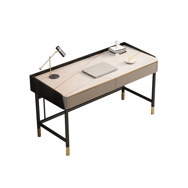 Modern Style Stone Office Desk Rectangular Shape Task Desk with 4-Legs for Home Clearhalo 'furn' 'furn_office_desk' 'Furniture' 'Office Desks' 'Office Furniture' 'office_desk' 6957772