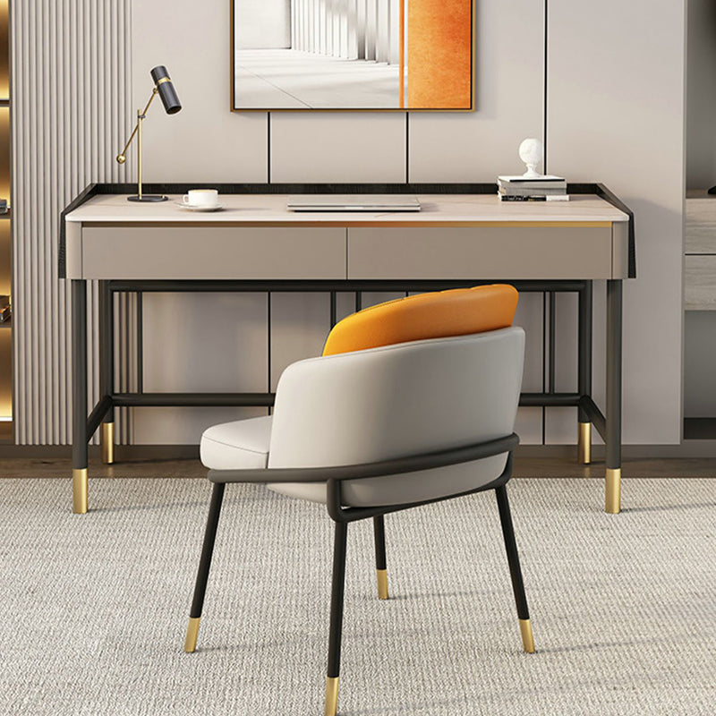 Modern Style Stone Office Desk Rectangular Shape Task Desk with 4-Legs for Home Clearhalo 'furn' 'furn_office_desk' 'Furniture' 'Office Desks' 'Office Furniture' 'office_desk' 6957774