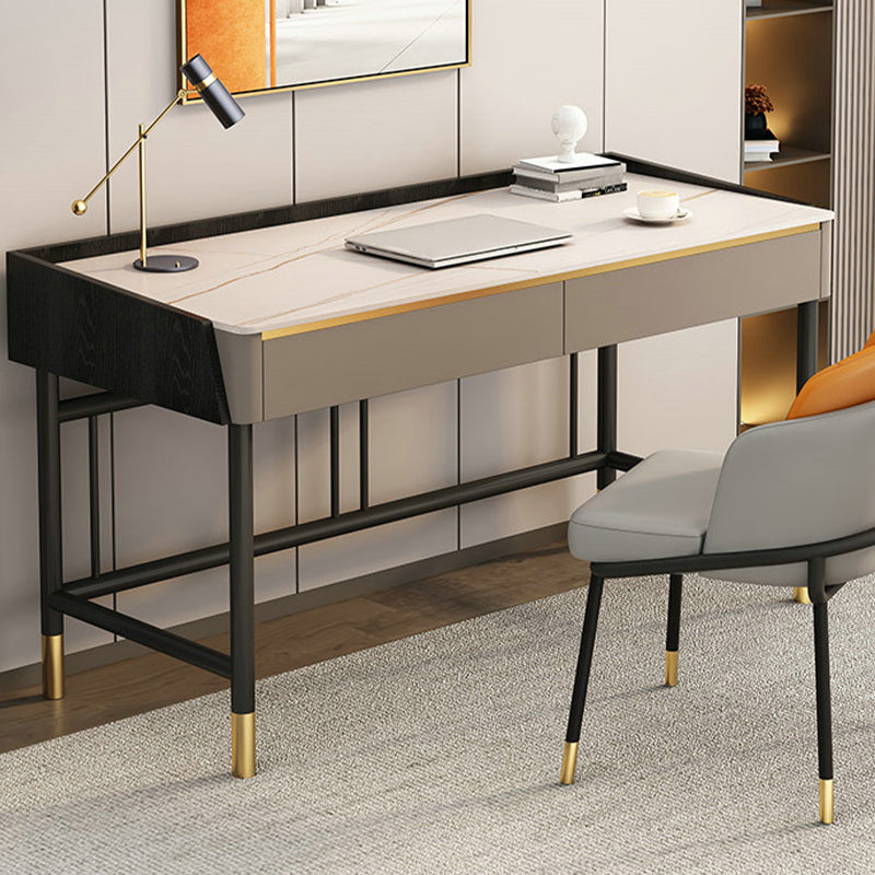 Modern Style Stone Office Desk Rectangular Shape Task Desk with 4-Legs for Home Clearhalo 'furn' 'furn_office_desk' 'Furniture' 'Office Desks' 'Office Furniture' 'office_desk' 6957775
