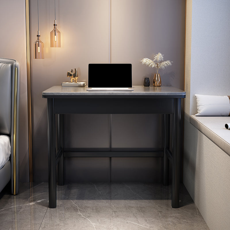 1 Drawer Writing Desk Rectangular Shaped Task Desk in Grey/Black for Home Black Clearhalo 'furn' 'furn_office_desk' 'Furniture' 'Office Desks' 'Office Furniture' 'office_desk' 6957833