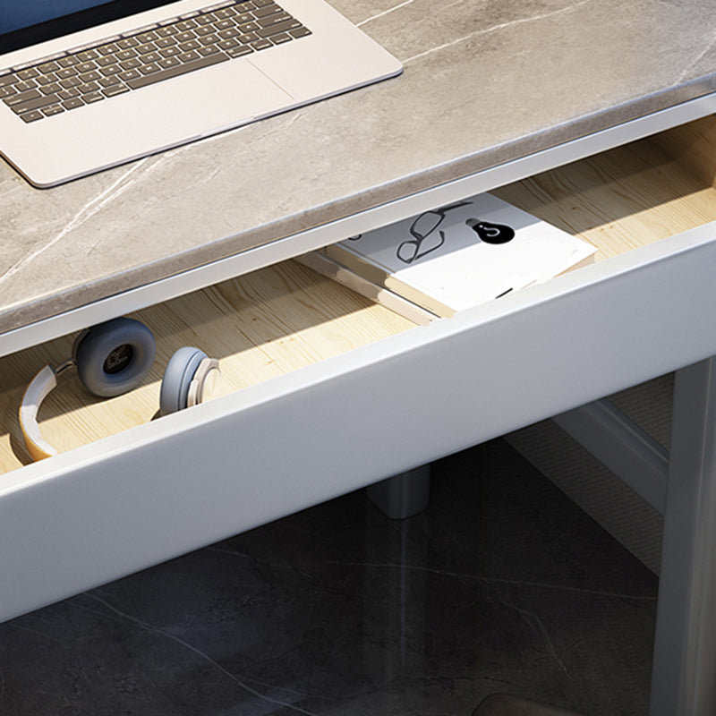 1 Drawer Writing Desk Rectangular Shaped Task Desk in Grey/Black for Home Clearhalo 'furn' 'furn_office_desk' 'Furniture' 'Office Desks' 'Office Furniture' 'office_desk' 6957840