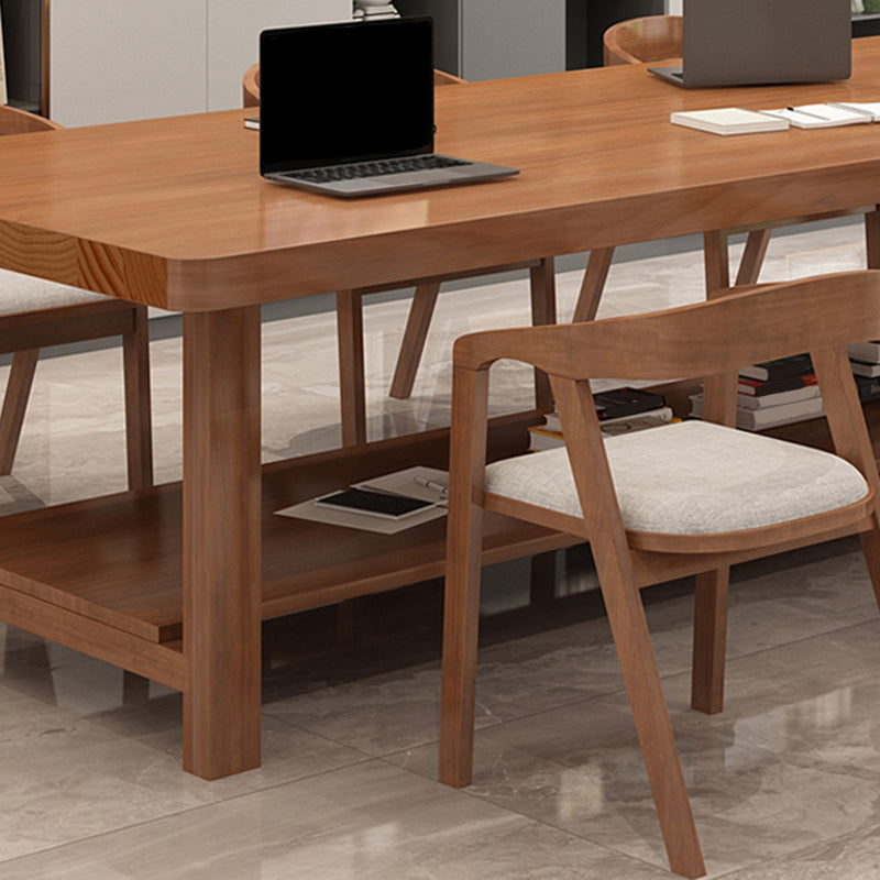 Solid Wood Rectangle Writing Desk Modern 29.53-inch Tall Office Desk with 1 Shelf