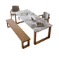 Modern Stone Office Desk Rectangular Shape Task Desk en gris y marrón