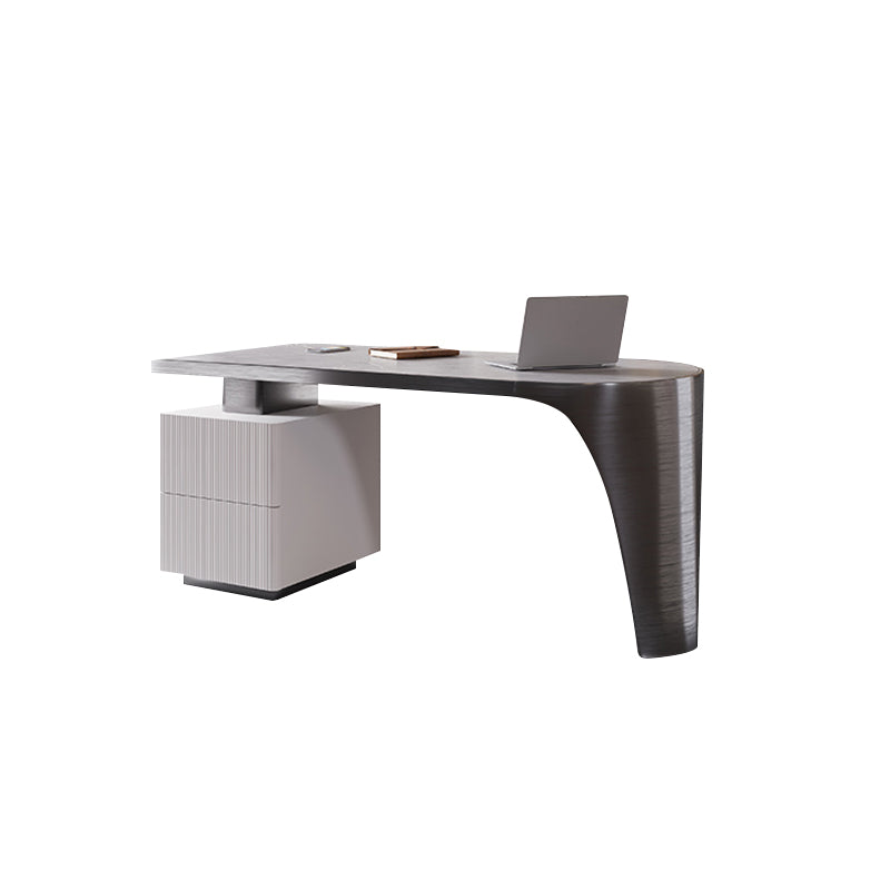 Modern Stone Top Office Desk Free Form Task Desk with 2 Drawers for Home Clearhalo 'furn' 'furn_office_desk' 'Furniture' 'Office Desks' 'Office Furniture' 'office_desk' 6957972
