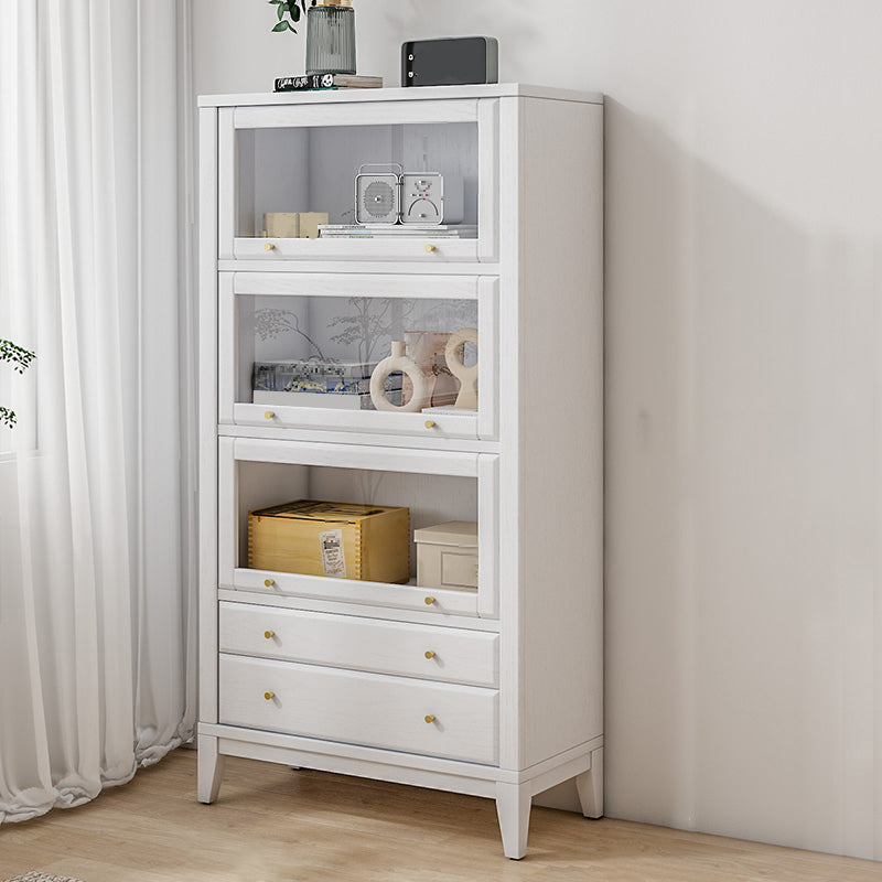 White Standard Bookshelf Modern Wooden Bookcase with Cabinets
