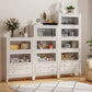 White Standard Bookshelf Modern Wooden Bookcase with Cabinets