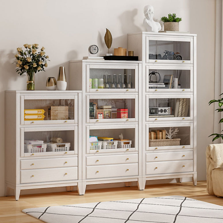 White Standard Bookshelf Modern Wooden Bookcase with Cabinets