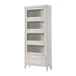 White Standard Bookshelf Modern Wooden Bookcase with Cabinets
