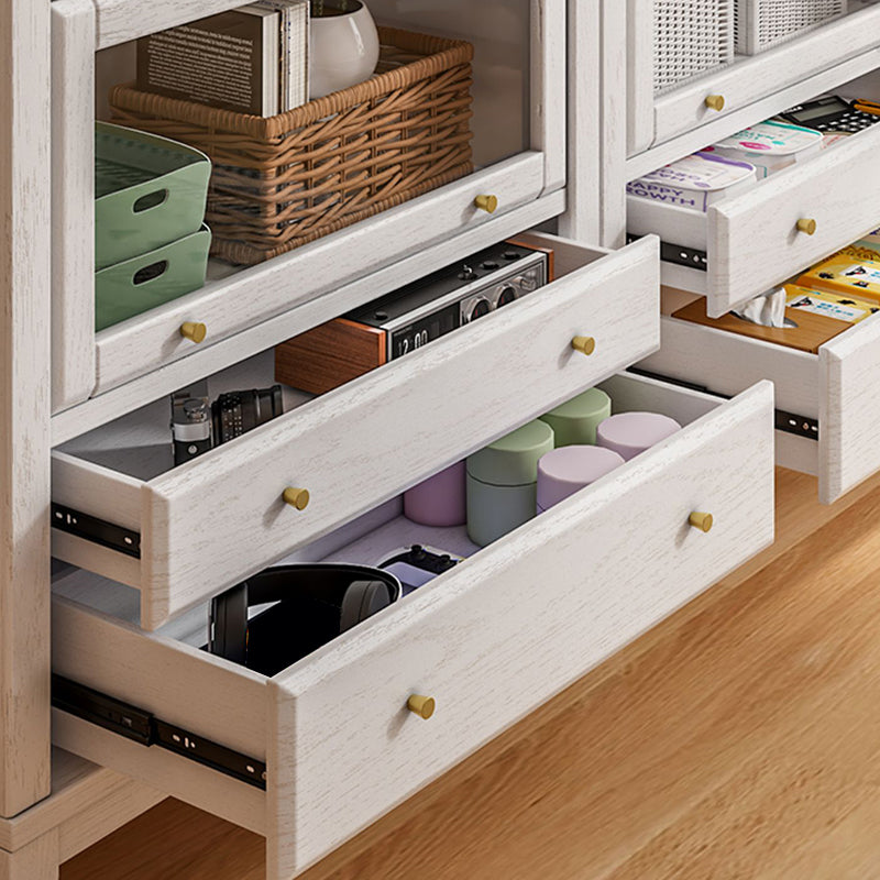 White Standard Bookshelf Modern Wooden Bookcase with Cabinets