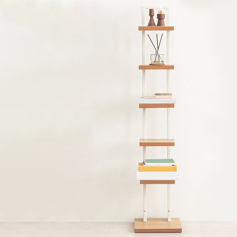 Contemporary Standard Bookshelf Open Back Engineered Wood Bookcase 11.8"L x 11.8"W x 56.3"H Natural Clearhalo 'Bookcases' 'furn' 'furn_bookcases' 'Furniture' 'Office Furniture' 6958082