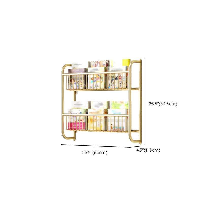 Wandmontierte Standard -Bücherregal -Metallregale enthalten ein Bücherregal in Gold
