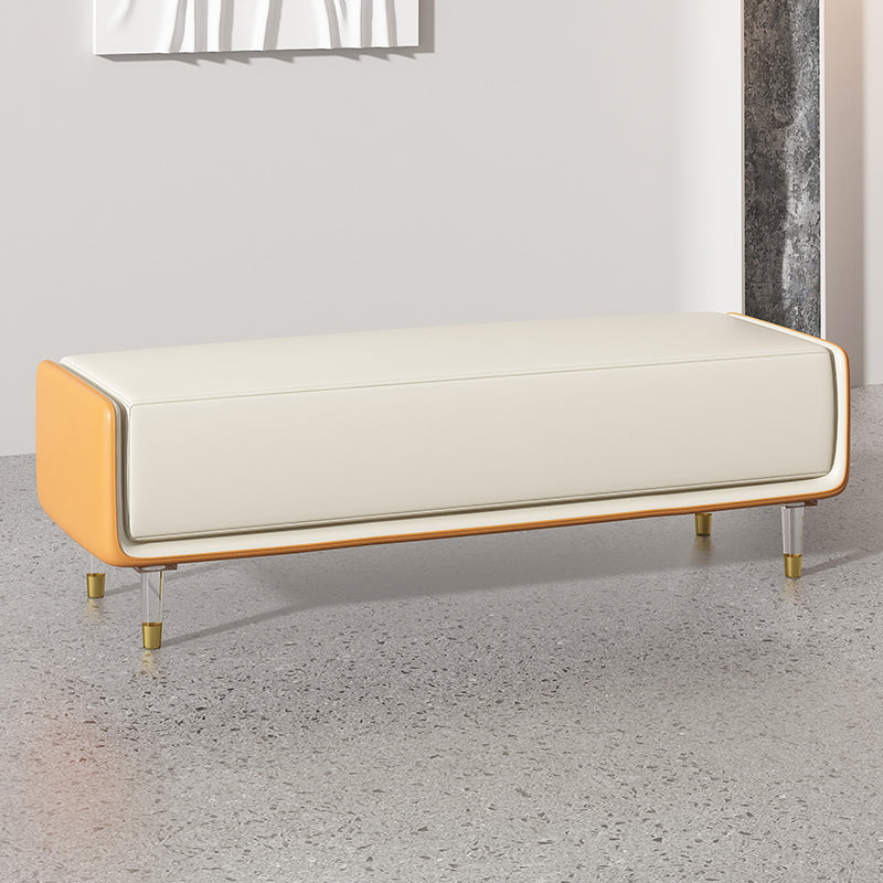 Glam Cushioned Seating Bench Rectangle Entryway and Bedroom Bench Orange Clearhalo 'Benches' 'Chairs & Seating' 'furn' 'furn_benches' 'Furniture' 'Living Room Furniture' 6958178