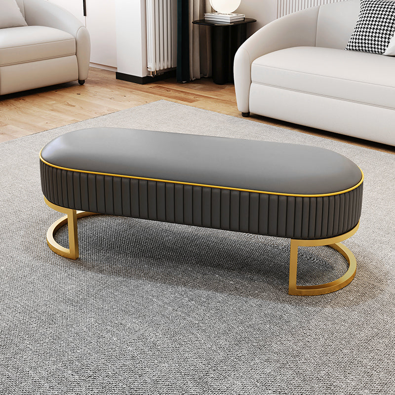 Glam Style Entryway Bench Cushioned Metal Seating Bench , 18" W 47"L x 18"W x 17"H Gray Clearhalo 'Benches' 'Chairs & Seating' 'furn' 'furn_benches' 'Furniture' 'Living Room Furniture' 6958204