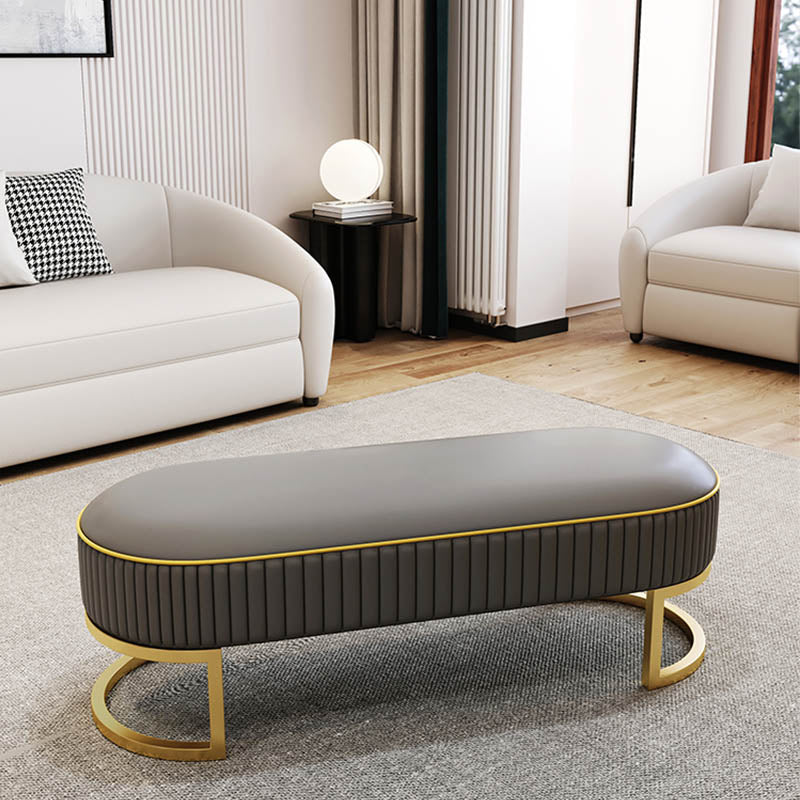 Glam Style Entryway Bench Cushioned Metal Seating Bench , 18" W Gray Clearhalo 'Benches' 'Chairs & Seating' 'furn' 'furn_benches' 'Furniture' 'Living Room Furniture' 6958207