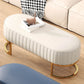Glam Cushioned Seating Bench Oval Entryway and Bedroom Bench , 18" W Beige Clearhalo 'Benches' 'Chairs & Seating' 'furn' 'furn_benches' 'Furniture' 'Living Room Furniture' 6958219