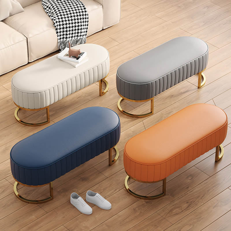 Glam Cushioned Seating Bench Oval Entryway and Bedroom Bench , 18" W Clearhalo 'Benches' 'Chairs & Seating' 'furn' 'furn_benches' 'Furniture' 'Living Room Furniture' 6958225