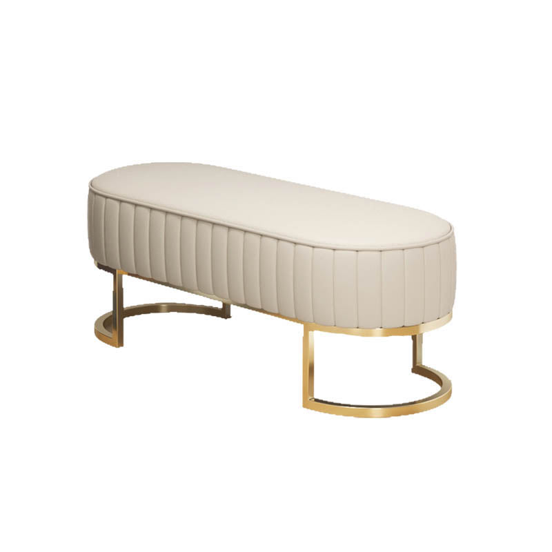 Glam Cushioned Seating Bench Oval Entryway and Bedroom Bench , 18" W Clearhalo 'Benches' 'Chairs & Seating' 'furn' 'furn_benches' 'Furniture' 'Living Room Furniture' 6958226