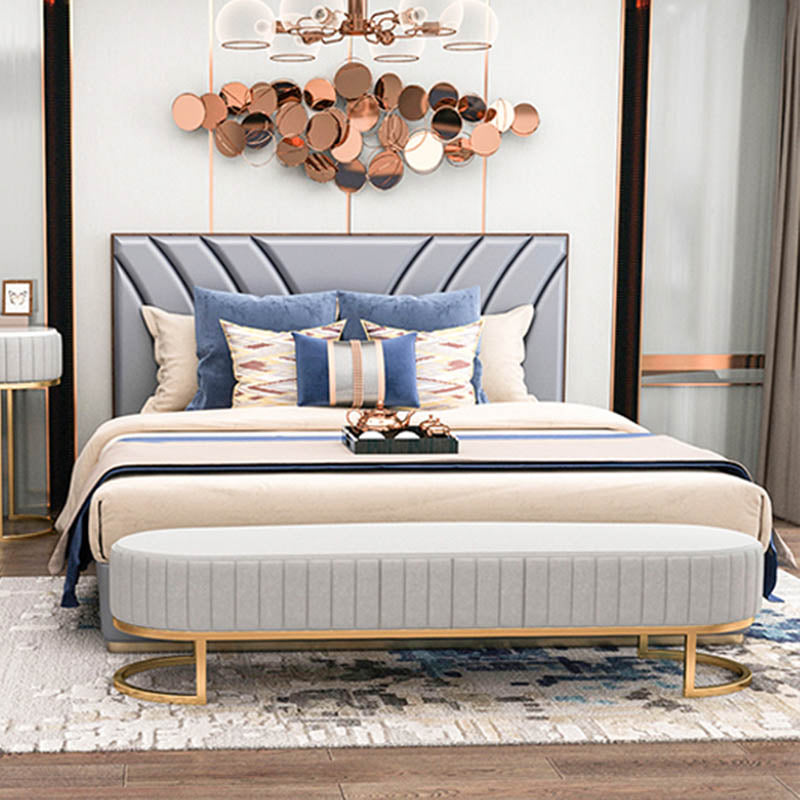 Glam Cushioned Seating Bench Oval Entryway and Bedroom Bench , 18" W Clearhalo 'Benches' 'Chairs & Seating' 'furn' 'furn_benches' 'Furniture' 'Living Room Furniture' 6958231