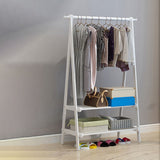 Modern massief houten jas hangers vrijstaand kaprek met opbergplanken