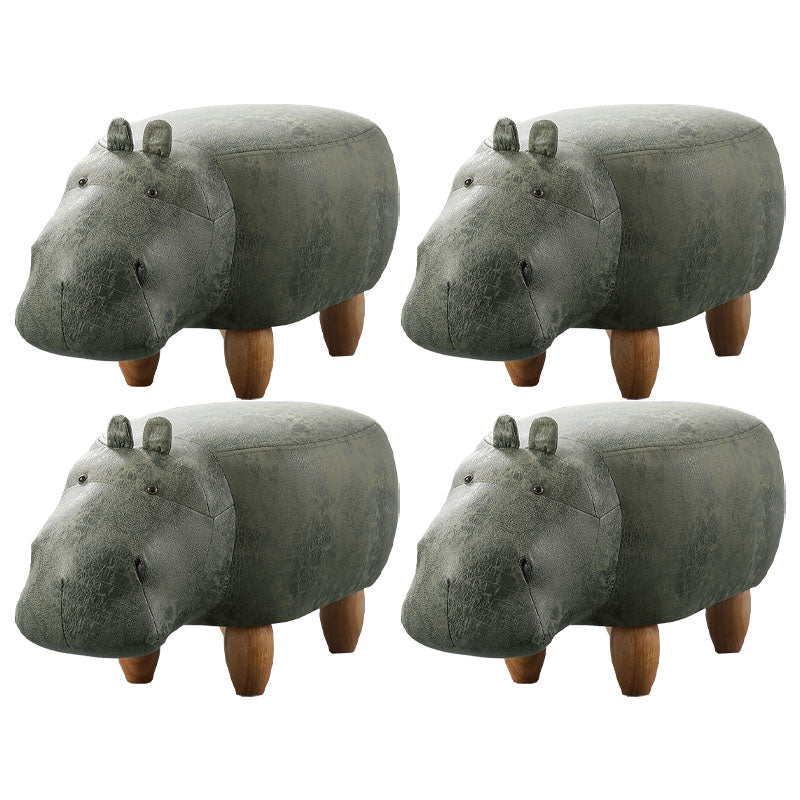 Leather Standard Stool Modern Style Simple Household Hippo Footstool Green 4 Piece Set Clearhalo 'furn' 'furn_ottomans_poufs' 'Furniture' 'Living Room Furniture' 'Ottomans & Poufs' 'ottomans_poufs' 6958357