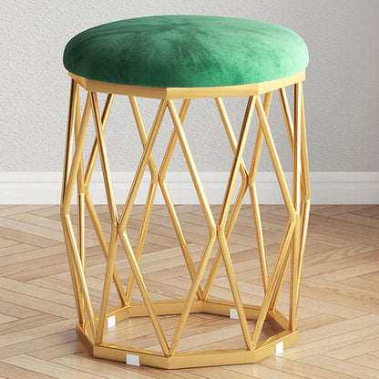 Solid Color Flannel Standard Stool Modern Style Simple Round Cushion Stool Green 1 Piece Clearhalo 'furn' 'furn_ottomans_poufs' 'Furniture' 'Living Room Furniture' 'Ottomans & Poufs' 'ottomans_poufs' 6958372